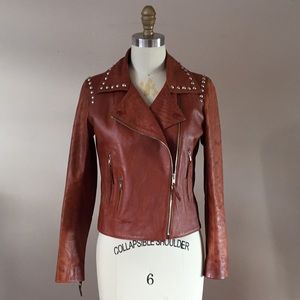 Brown Studded Leather Jacket